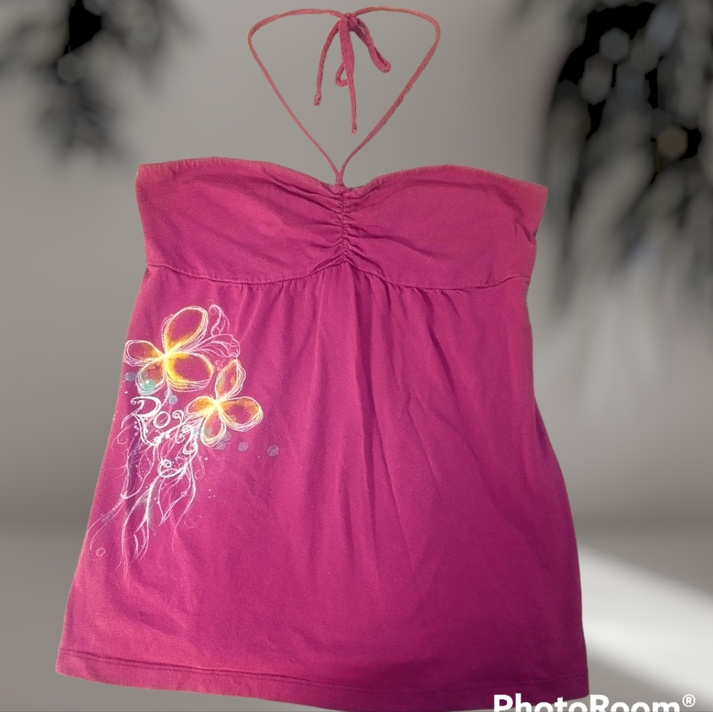 Roxy Purple Babydoll Halter Top  Juniors Size Large